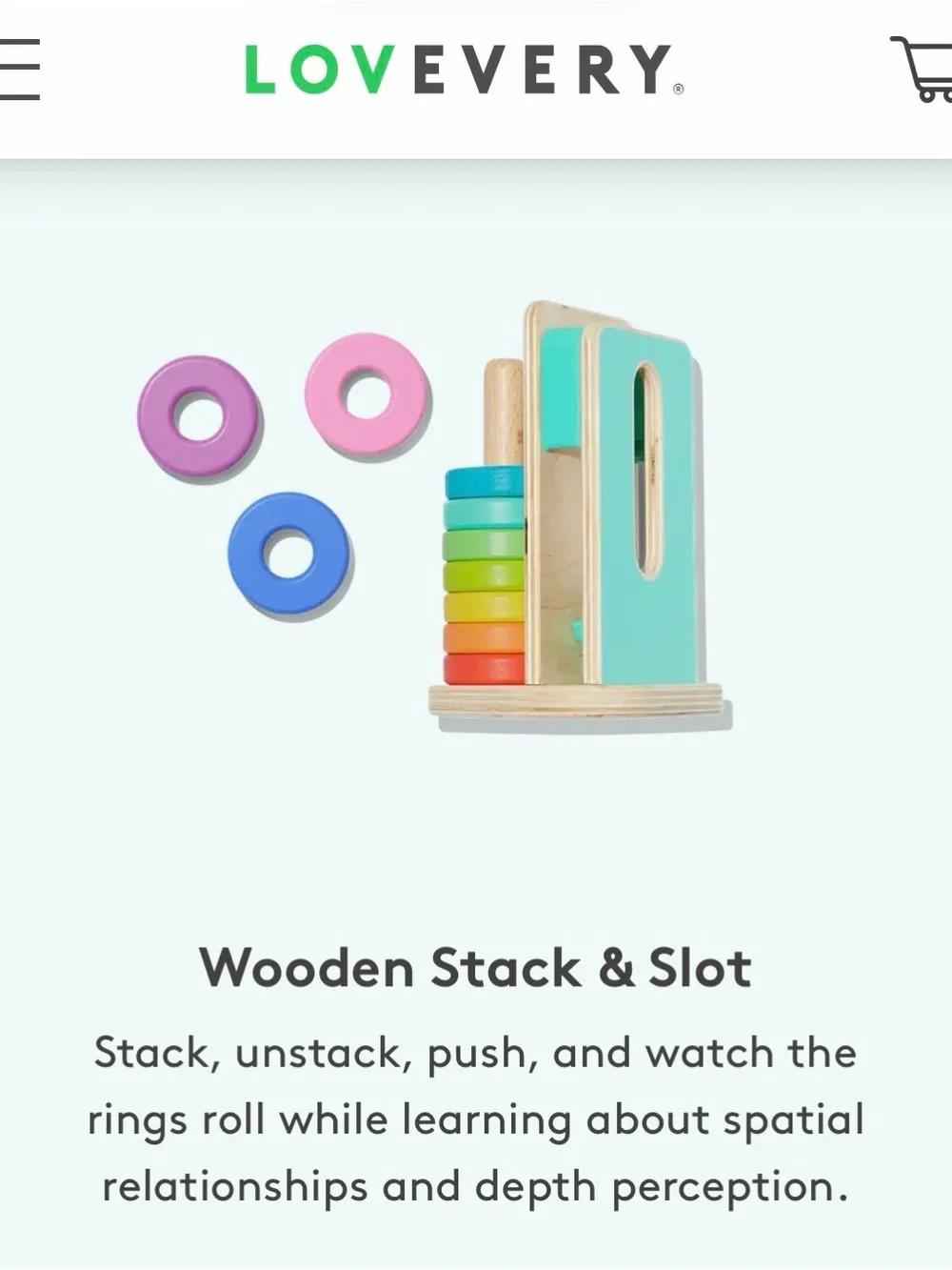 Lovevery Wooden Stack and Slot Montessori Baby Toddler toy